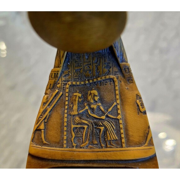 VTG KING TUTANKHAMUN'S EGYPTIAN HARDSTONE FUNERARY SUN BARGE BOAT ASH TRAY RARE - Picture 6 of 9